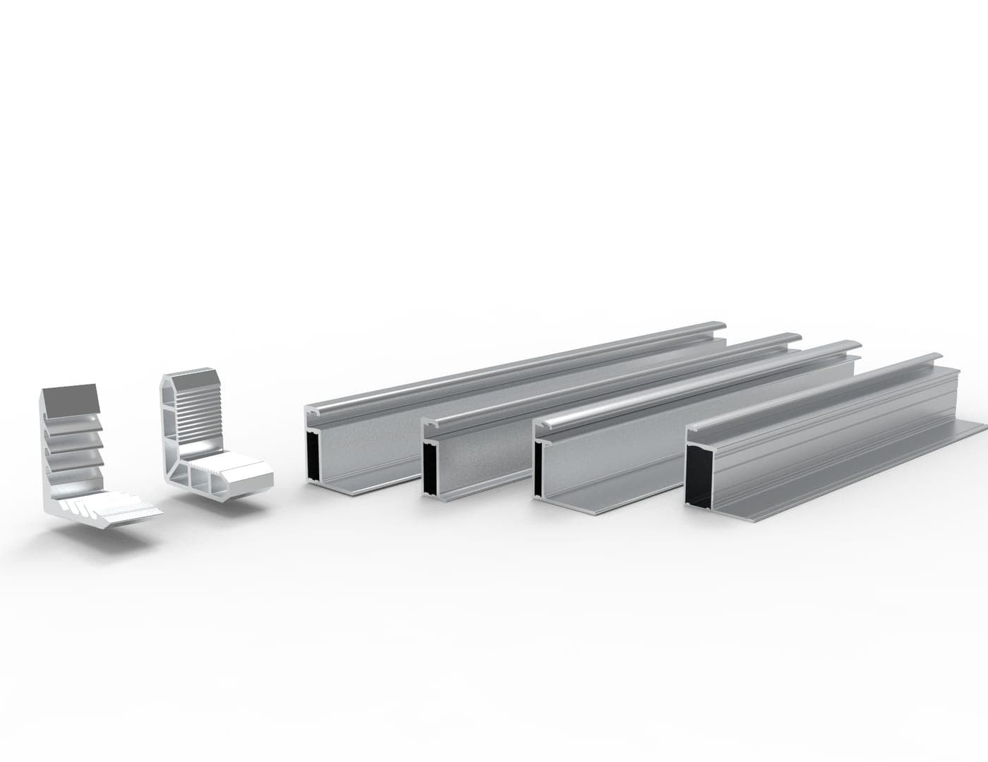 Solar module frames & mounting systems — product photograph